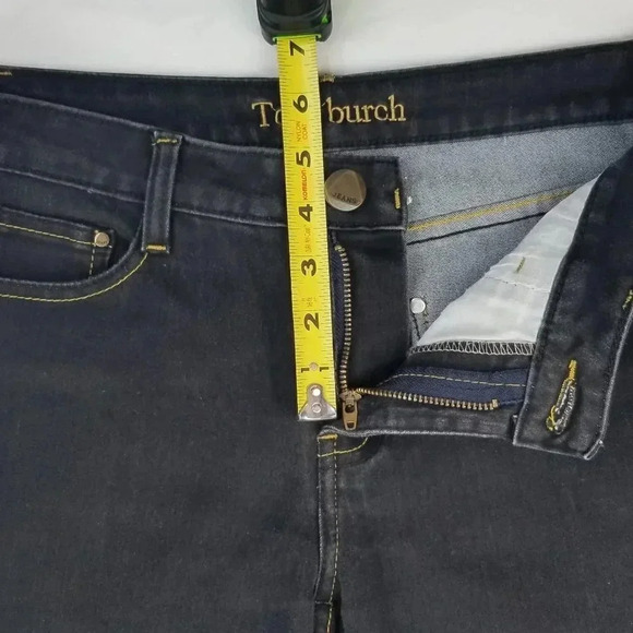 Tory Burch Women's Black Denim Embroidered Jeans M - Picture 4 of 9